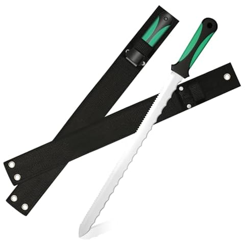 RONGTER 2pcs 16.5IN Insulation Knife with Sheath Stainless Steel Blade Double Sided Insulation Cutter for Cutter Mineral Wool Insulation,Turf cutter knife and gardening knife used for lawn restoration Cover