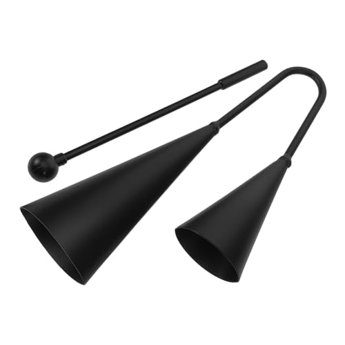 Levemolo 2-in-1 Percussion Instrument Stick Double Trumpet Two-tone Bell Bell Lightweight Portable Double Cowbell for Boys and Girls