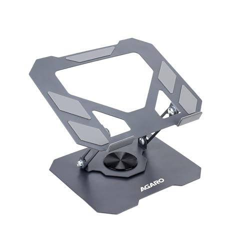 Image of AGARO Metal Laptop Stand, 360 Rotating, Ergonomic, Height & Angle Adjustmentable, Foldable Laptop Holder with Heat Vents & Anti-slip SiliconePads, Compatible to Macbook,HP,Lenevo, & Laptops up to 18 inch