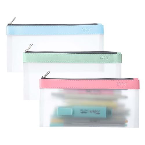 Image of Mr. Pen- Clear Pencil Pouch, 8.50 inchx4.25 inch, 3 Pack, Durable TPU Material | Medium Water-Resistant Pencil Bags with Smooth Zipper, Multipurpose Clear Pouch for Stationery, School, Office
