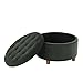 HomePop Home Decor | Large Button Tufted Velvet Round Storage Ottoman | Ottoman with Storage for Living Room & Bedroom, Loden Green Velvet, 28