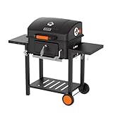 KEYO GRILL 24 Zoll Holzkohlegrill - 490 Sq In, Outdoor Räucherofen mit Höhenverstellbarer Kohleschale & Klappbaren Seitentischen für Garten, Terrasse, Rasen