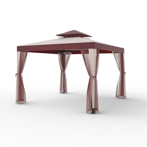 Patio Gazebo Tent Outdoor Canopy Shelter 10'x10' with Removable Netting,100 Square Feet of Shade for...