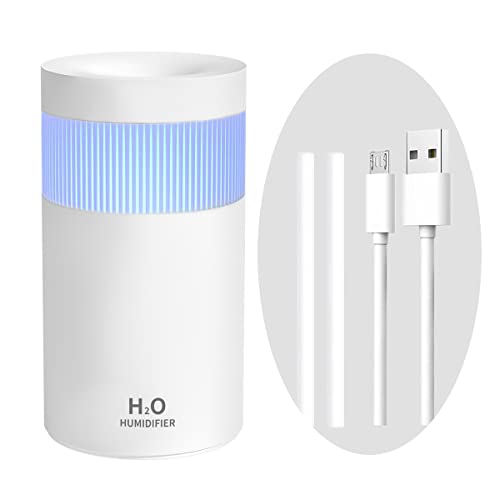 Yinqin 300Ml Usb Mini Humidifier With 2 Pcs Replace Filter Sticks 7 Color Night Light Changing Small Portable Cool Mist Small Humidifier For Travel, Baby Room, Office, Cars, Desk, Bedroom (White) #TOP1