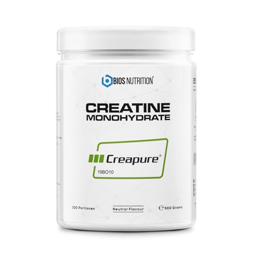CREAPURE® Creatin Monohydrat Pulver 500gr - 100% reinstes Kreatin - hochdosiert, vegan & geschmacksneutral - BIOS Nutrition (Made in Germany)