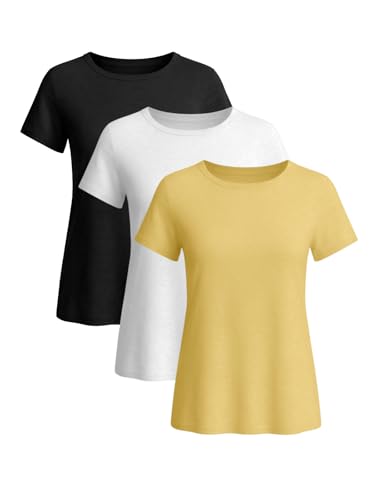 T Shirt Femme Cuptacc Chic : Haut Basique à Col Rond et Manches Courtes
