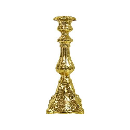Image of Aluminum Embossed Pillar Candle Stick Holder | Finished | Table Centerpieces Coffee Tables | Home Decor Gift | Wedding Gift | Golden | (Candles are not Included)