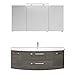 Produktbild Pelipal FOKUS 4010 Bad Möbel Set (3 teilig) / Graphit Struktur, Spiegelschrank, Keramikwaschtisch, Unterschrank, LED Beleuchtung