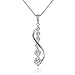 QLEESI 925 Sterling Silver Chain Necklace Womens Infinity Cubic Zirconia Necklaces for Girls- Personalized Vertical Sparkling Silver Pendant Jewelry Gifts for Her, Mother, Wife (Round Shape)