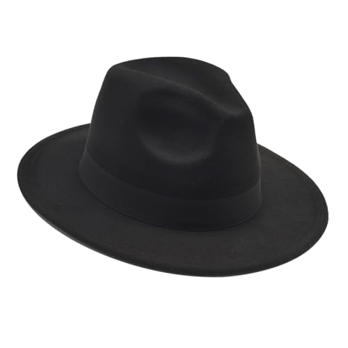 Image of Mens Fedora Hats Classic Wide Brim Fedora Hat for Women Men Dress Hats Panama Hat with Band