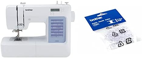 Brother CS5055 Computerized Sewing Machine, LCD Display, and Embroidery Bobbins 10-Pack, Clear
