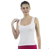 VSTAR Women's Cotton Knitted Regular Wide Shoulder Vest Pattern Short Length Camisole_RIA White 100
