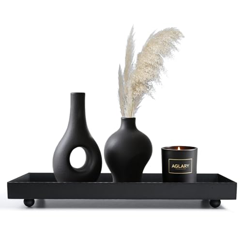 Black Matte Metal Tray for Candle Vanity and Storage