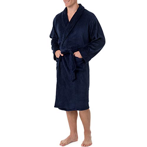 Izod Mens Comfort-Soft Fleece - Drop Needle Bathrobe, Navy, 2X-3X Us #TOP1