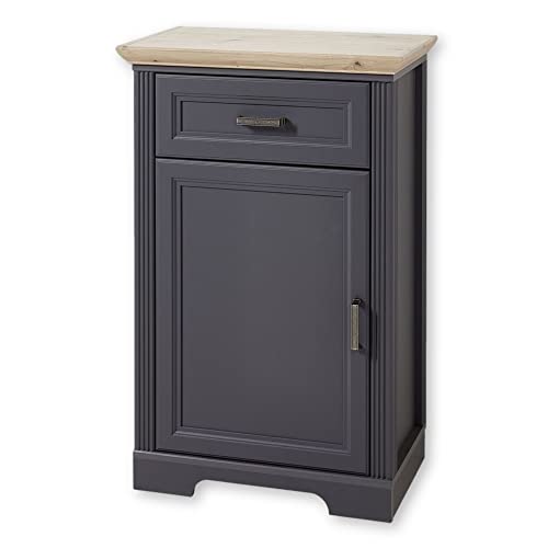 Stella Trading JASMIN Schuhschrank in Graphit, Artisan Eiche Optik - Landhausstil Schuhregal mit viel Stauraum für Ihre Schuhe - 65 x 102 x 41 cm (B/H/T)