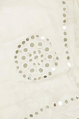 Image of YOUTHQUAKE Plastic Mirror Work Embroidered Chiffon Dupatta for Women & Girls