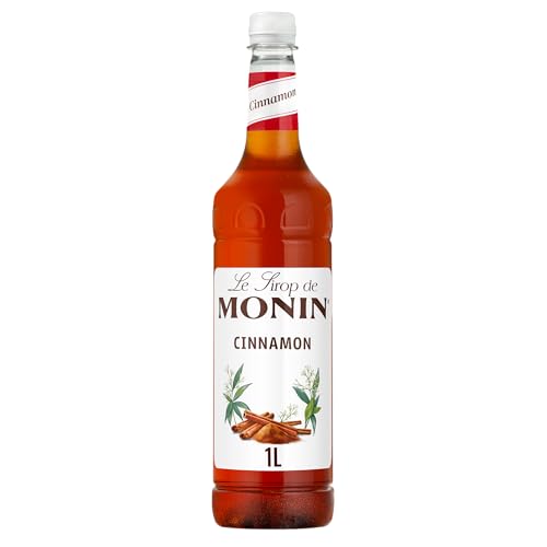 MONIN Premium Cinnamon Syrup 1L for Coffee and Cocktails. Vegan-Friendly Allergen-Free 100% Natural Flavours and Colourings