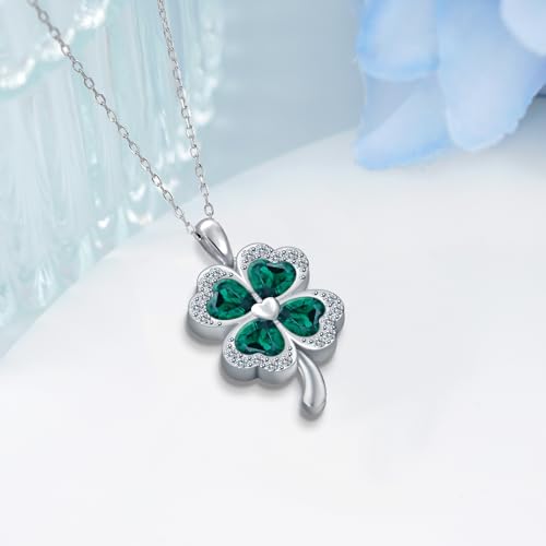 Four Leaf Clover Necklace 925 Sterling Silver Shamrock Pendant Necklace Clover Jewelry Gifts for Women3