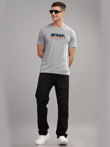 Image of ADRO Mens Printed T Shirt | The Super Soft Tshirt in India| Pure Cotton Lycra Breathable Fabric| 4 Way Stretch smart tech Fabric| Round Neck T-Shirt (Also in Plus Size) RN25-ST-WAVE-NB