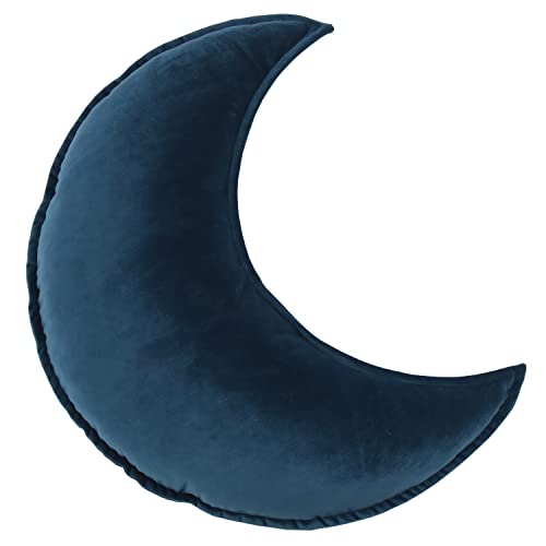 Image of JIKAL Star Moon Shaped Pillow Soft Velvet Nursery Stuffed Throw Pillows for Kids Room Couch Reading Nook Decor (Moon, Teal)