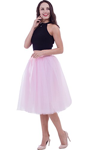 FOLOBE Falda de tutú de Las Mujeres Midi Tulle Faldas 7 Capas...