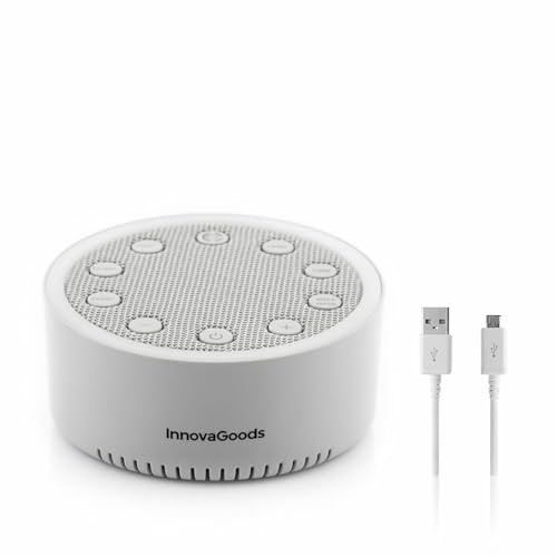InnovaGoods® Máquina de Relajación con Luz y Sonido para Dormir, 2 modos de iluminación Fija o secuencial, 6 sonidos predefinidos, Maquina de relajacion Apagado automático.