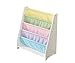 Kids White Wooden Canvas Sling Magazine Bookcase and Book Display