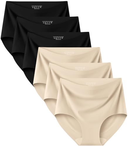 Image of Kalapa Seamless Womens Underwear High Waisted No Show Briefs Silky Stretch Breathable Full Coverage Ladies Panties Multi Pack