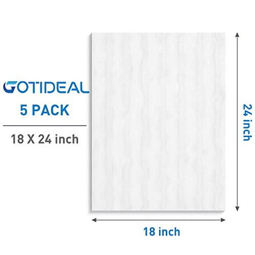 Image of GOTIDEAL Stretched Canvases for Painting, 18x24 inch Inch Set of 5, Primed White - 100% Cotton Blank Art Canvas Boards for Painting for Acrylic Pouring, Oil Paint Dry & Wet Art Media