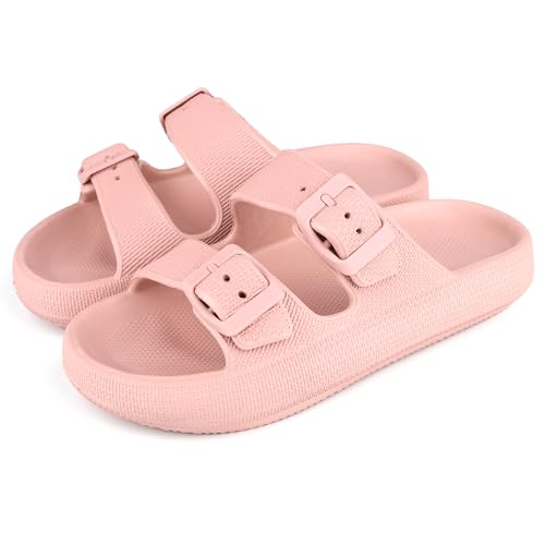 Kids Double Buckle Cloud Slides Boys Girls Soft EVA Thick-Sole Sandals Breathable Unisex Slippers Lightweight Beach Pool Shower Shoes