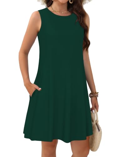 Image of JOLIGAL Womens Summer Dresses Casual Sleeveless Tshirt Sundress Beach Cover Up with Pockets Loose Tank Dress 2026