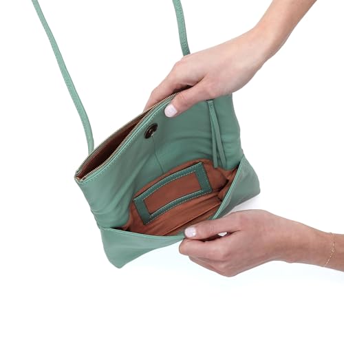 Image of HOBO Grant Leather Small Foldover Crossbody Bag with Crossbody & Shoulder Strap, Zip Pocket, Card Compartment