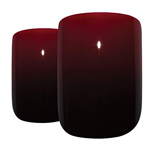 Falsche Nägel Bling Art Rot Schwarz Französisch Squoval 24 Gefälschte Mittel Acryl Tipps – Bild 3