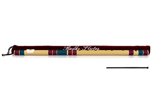 Image of Radhe Flutes PVC Fiber Bass G With Velvet Cover (Beige Flute With Maroon & Dark Green Threads)
