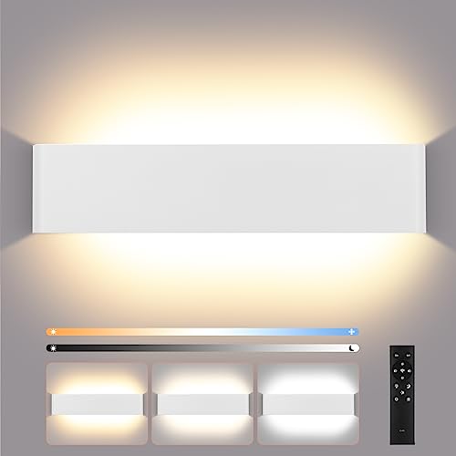 ENCOFT 18W 40cm Applique da Parete a LED Interno Dimmerabile con Telecomando, Lampada da Parete Rettangolare Up Down Spot, Luce Illuminazione da Muro in Alluminio, 2700K-6000K, 0-2400LM, Bianco