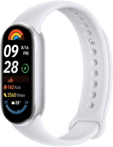 Xiaomi Smart Band 9 - Braccialetto di attività, autonomia fino a 21 giorni, display AMOLED con frequenza di aggiornamento di 60 Hz, sensore di frequenza cardiaca, Argento
