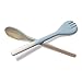 Lipper International 2-Tone, Light Blue & White/Natural Salad Servers, 2 3/4