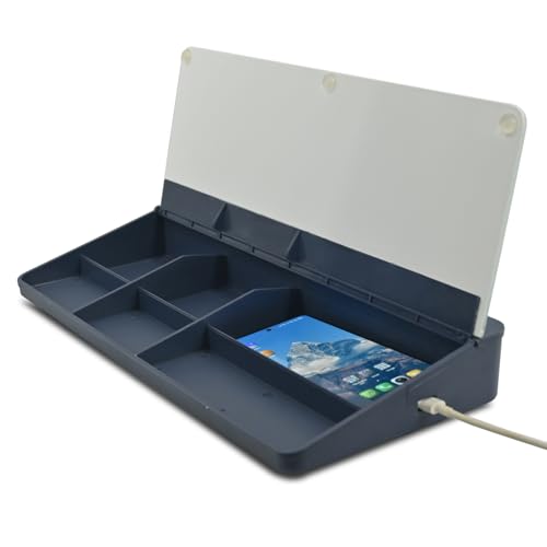 Image of ALKOSIGN Desktop Whiteboard (BLUE) + (1 Marker and 1 Duster) (PACK OF 54) Compartment Stationery Storage with Notepad, Multi-Function Storage Box, Desk Organizer, Glass Writing board Cover