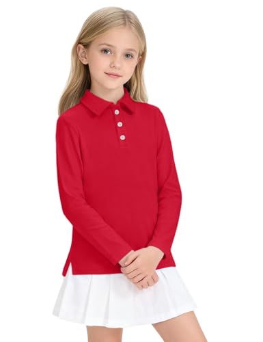 Image of Girls Uniform Shirts Long Sleeve Polo Shirt for Girls