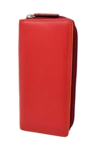 Portefeuille pour femme en cuir souple et finitions zippées haut de gamme