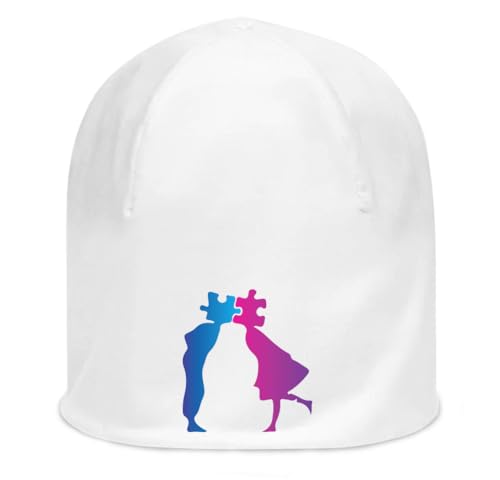 Bonnet blanc Kissing Puzzle en coton doux pour exprimer votre créativité artistique