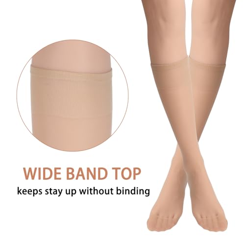 Image of CIATBYYJ Women's Lace Knee High Stockings, 6 Pairs, Black&Cream, Size 5-8
