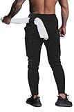 Herren Jogginghose Trainingshose Sporthose Fitness Slim Sweatpants Freizeithose Jogger Männer Hosen (Schwarz, S)