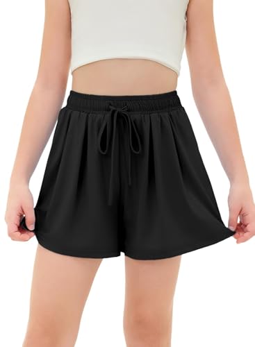 Girls Athletic Shorts UPF50+ Kids Flowy Butterfly Shorts with Pocket