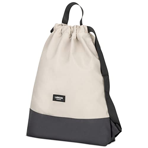 LARKSON Drawstring Bag Women & Men Beige Grey - No 7 - Gym Bag for Girls & Boys - Sports Sack with Inside Pocket - Image 2