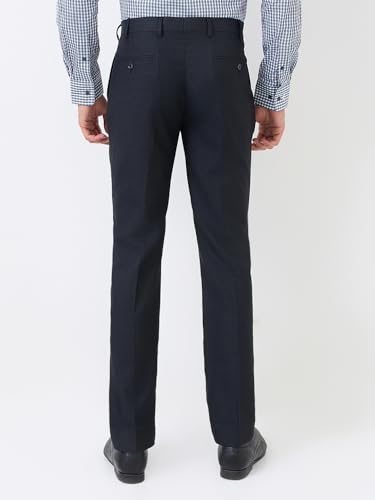 Image of Park Avenue Men Straight Neo Fit Poly Viscose Blend Structure Pattern Flat Front Formal Trouser