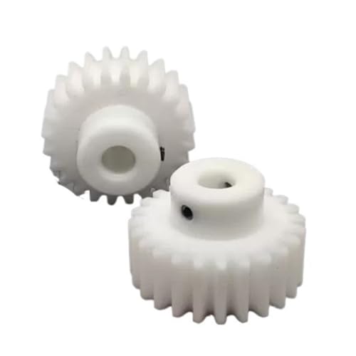 Cylindrical Drive 2pcs 0.7 Module Plastic Spur Gear with Step 0.7M 18 Teeth Straight Teeth Gear 5mm Teeth Width Cylindrical Gear M4 Screw Rack Machinery(3.17MM)