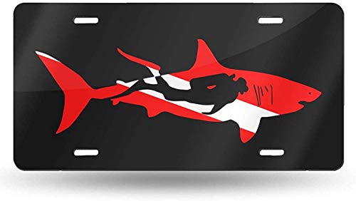 WEIZI Shark Diver Diving License Plate Personalized Custom Aluminum Car Auto Tag 6 Inch X 12 Inch