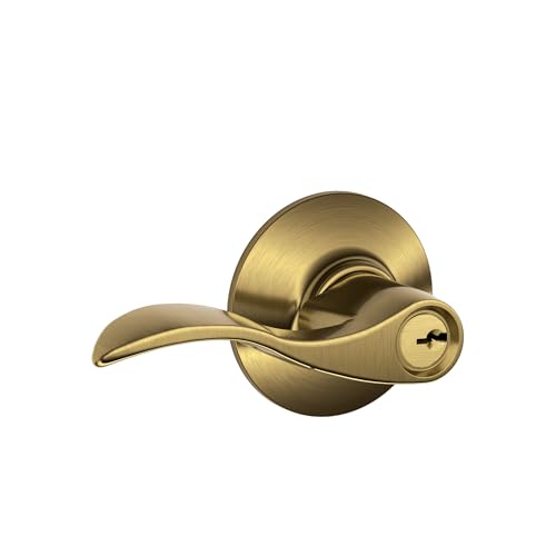 Image of SCHLAGE Accent Lever with Brookshire Trim Keyed Entry Lock in Antique Brass