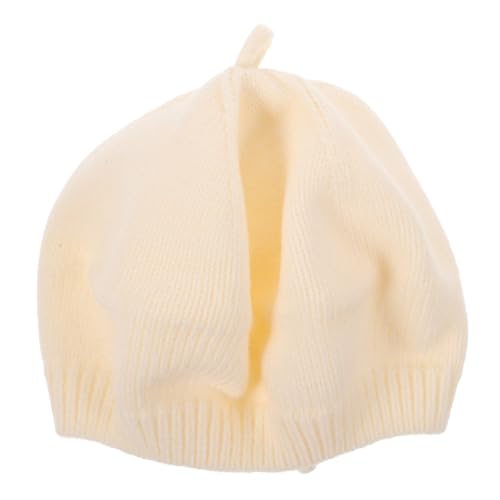 Vintage Knitted Beret Hat Stylish Headwear for Boys Comfortable Fit Lightweight Breathable Versatile for Spring Autumn Cute Design for Months Beige